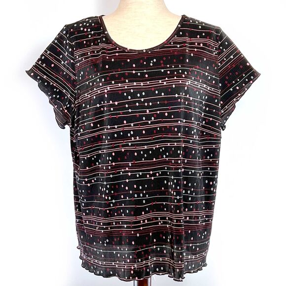 Dress Barn Plus Size Black Pink Stretch Top - Picture 1 of 7